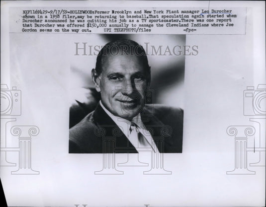 1959 Press Photo Former Brooklyn New York Giant manager Leo Durocher - Historic Images