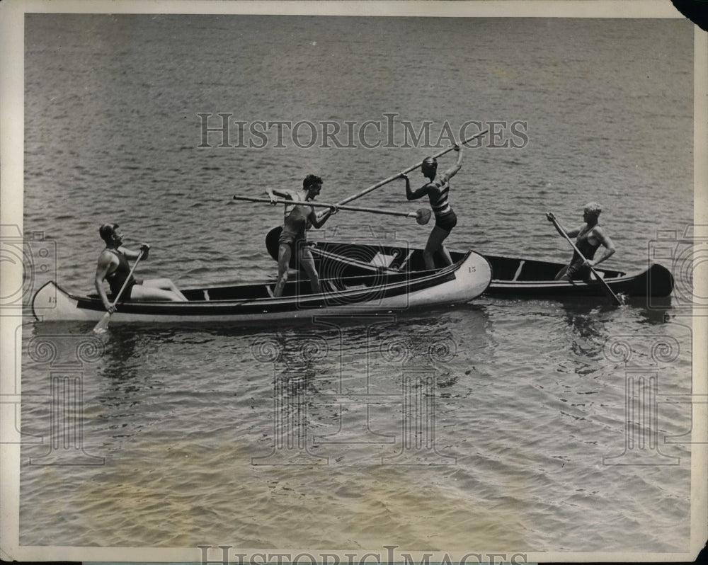 1926 Canoe Tilting Championship Practice in California - Historic Images