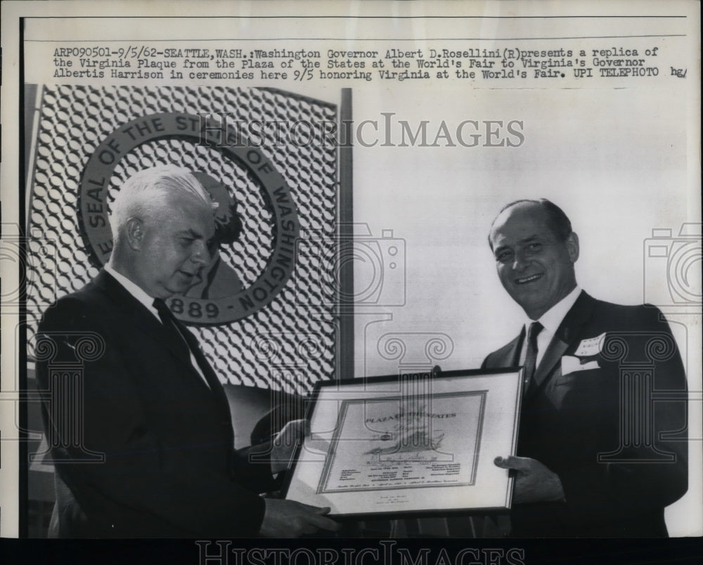 1962 Press Photo Washington Governor Albert D. Rosellini Virginia&#39;s Governor - Historic Images
