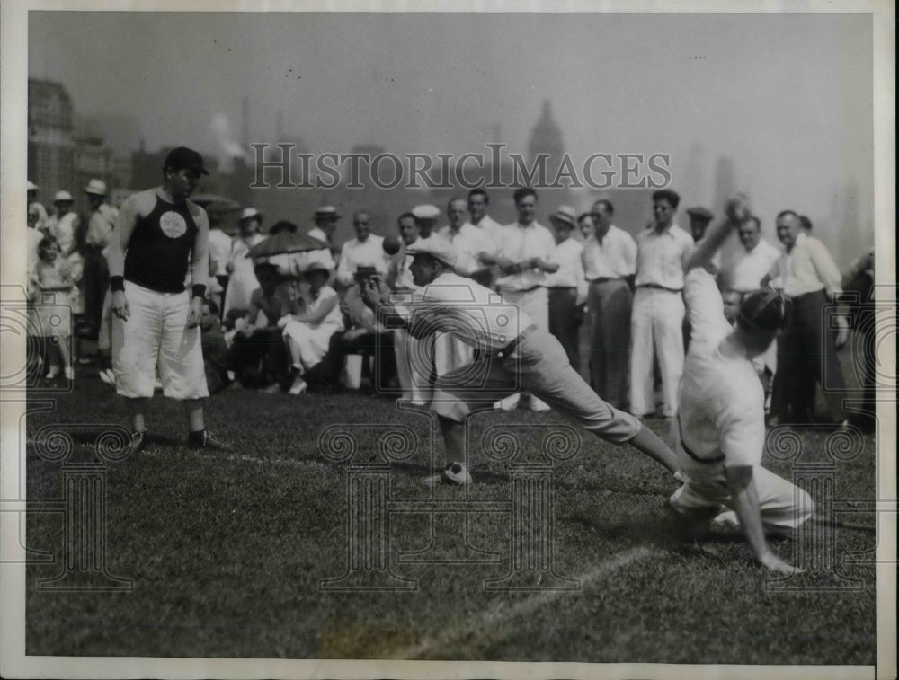 1934 Press Photo Frank Van Amberg, Homer Ulrich, Musicians' Baseball Tournament - Historic Images
