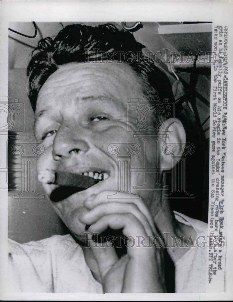 1962 Ralph Houk Manager New York Yankees Win First World Series Game - Historic Images