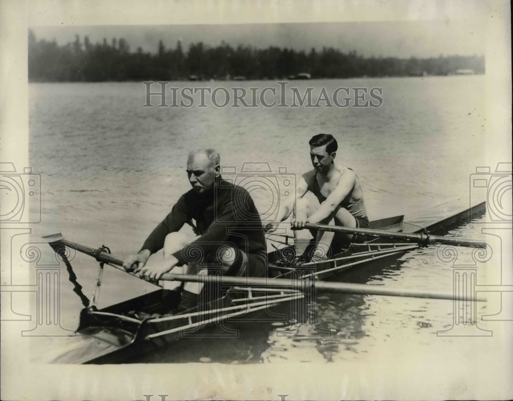 1927 Joe Wright Jr. and Sr. practice for Heneey Diamond Sculls race - Historic Images