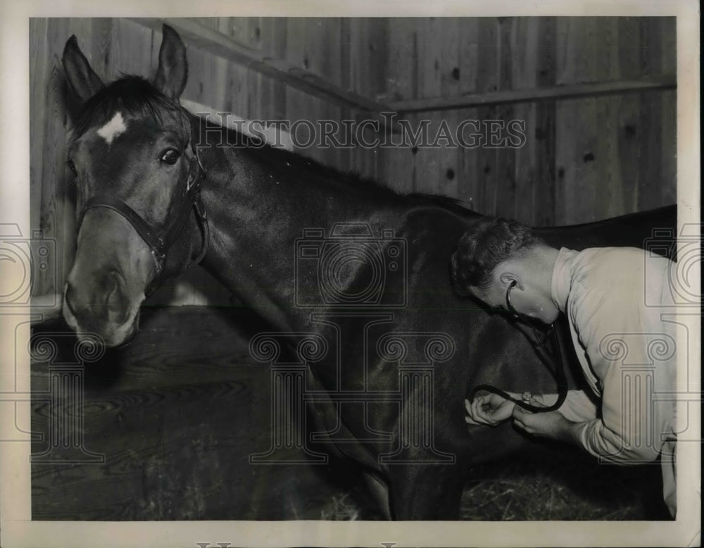 1939 Press Photo Dr. J.N. Thomas, Veterinarian, Hialeah Park Race Track Horse - Historic Images