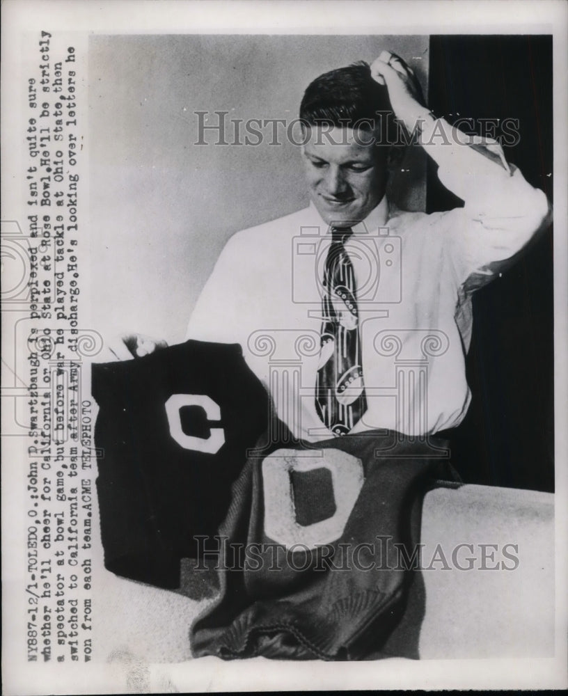 1949 Press Photo John Swatzbaugh, Ohio State and USC football player - Historic Images