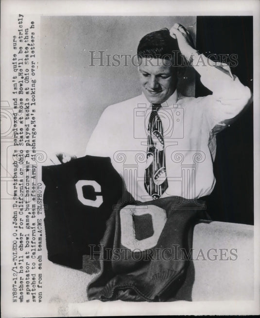1949 Press Photo John Swatzbaugh, Ohio State and USC football player - Historic Images