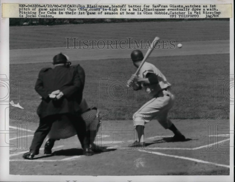 1960 Don Blasingame watches first pitch of game against Cubs - Historic Images