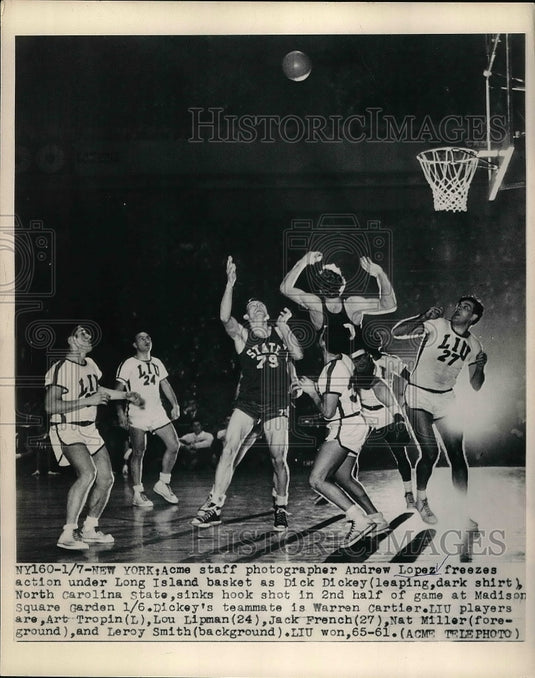 1949 Press Photo Dick Dickey, North Carolina State, Warren Cartier, Art Tropin - Historic Images
