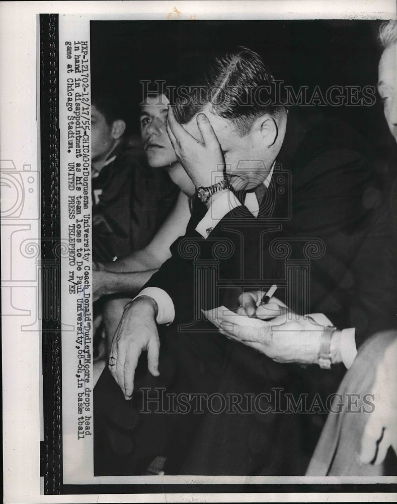 1955 Donald Dudley Moore Coach Duquesne University Loses To De Paul - Historic Images