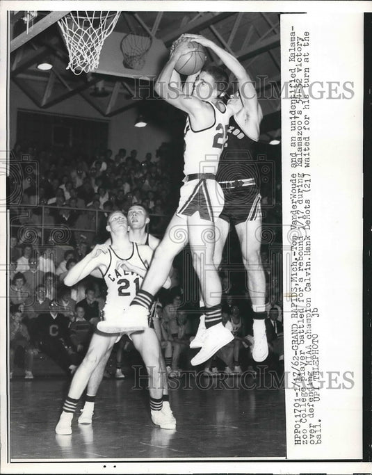 1962 Action Shot of Kalamazoo vs Grand Rapids Game with VanderWoude - Historic Images