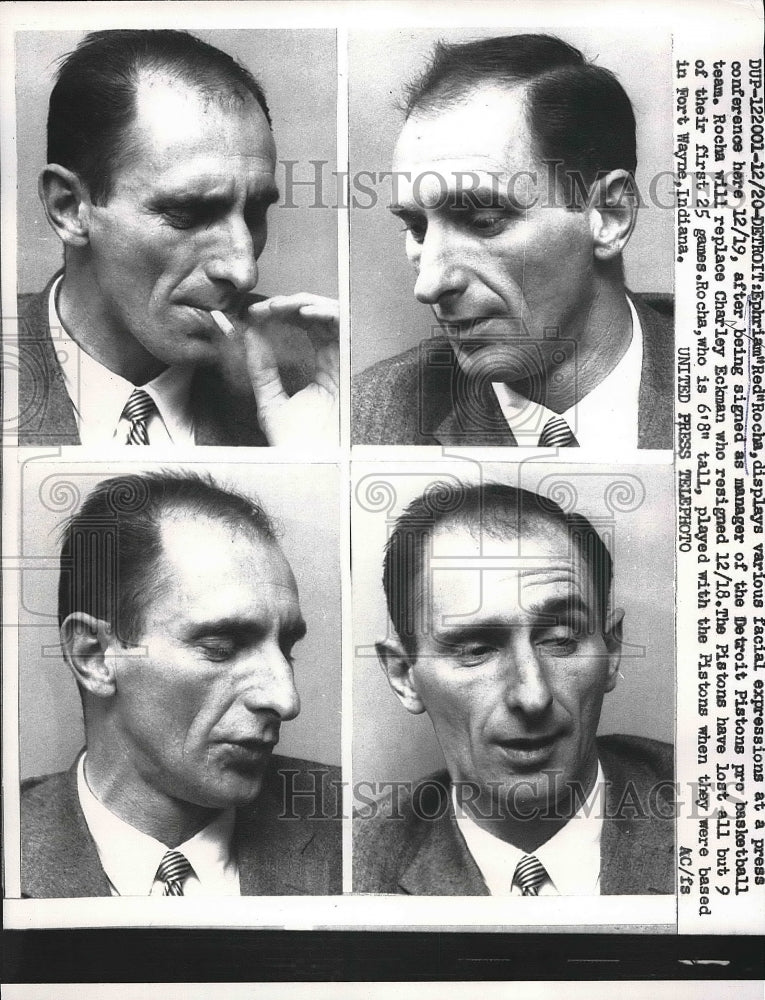 Red Rocha Nba 1957 Press Photo Ephriam 'Red' Rocha named manager of Detroit Pistons ...
