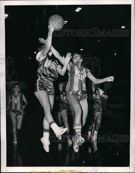 1959 Press Photo Neuci Ramos of Brazil, Joyce Ann Kite of USA, Pan American - Historic Images