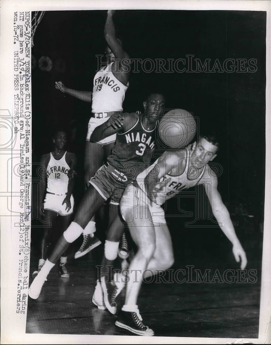 1956 Press Photo Alex Ellis of Niagara, Dan Mannix and A. Inniss of St. Francis-Historic Images