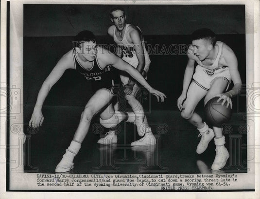 1953 Press Photo Joe Ukruhlica, Cincinnati, Harry Jorgensen, Joe Capua, Wyoming - Historic Images