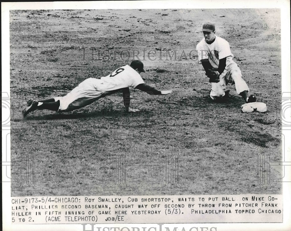 1950 Roy Smally Chicago Cubs Phillies Frank Hiller  - Historic Images