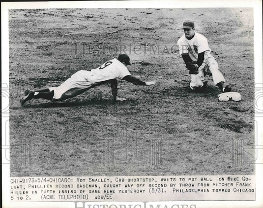 1950 Roy Smally Chicago Cubs Phillies Frank Hiller  - Historic Images
