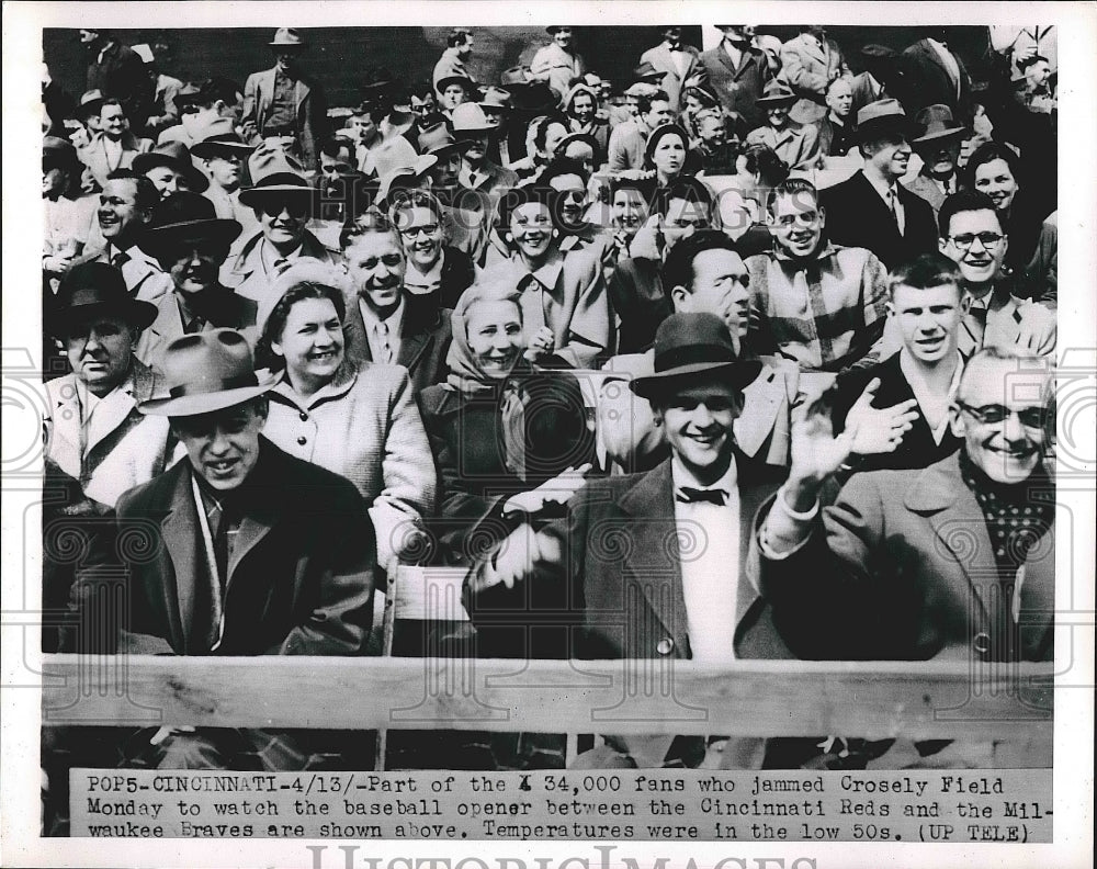1958 Fans at Crosely Field Watching Game between Reds and Braves - Historic Images