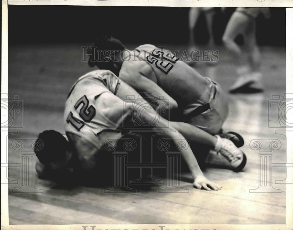 1938 Press Photo Colorado vs NYU Game Action Shot with Players on Floor - Historic Images