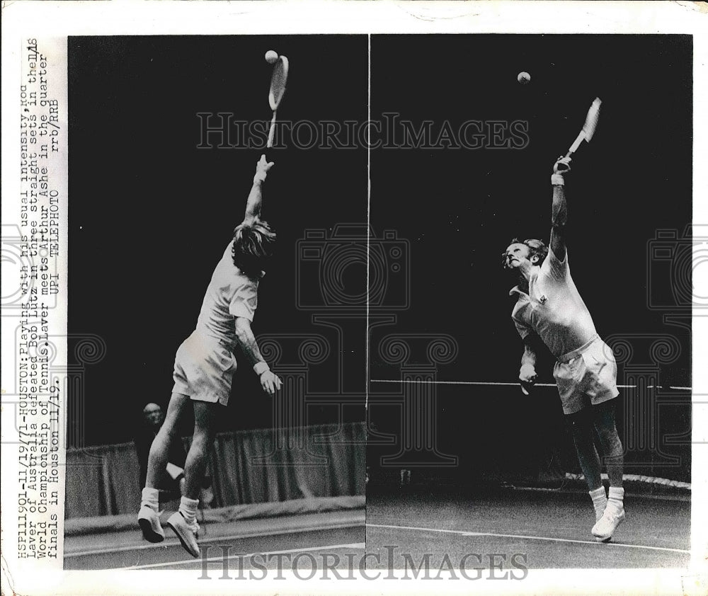1971 Press Photo Tennis Players Rod Laver &amp; Bob Lutz During Match - nea42275 - Historic Images