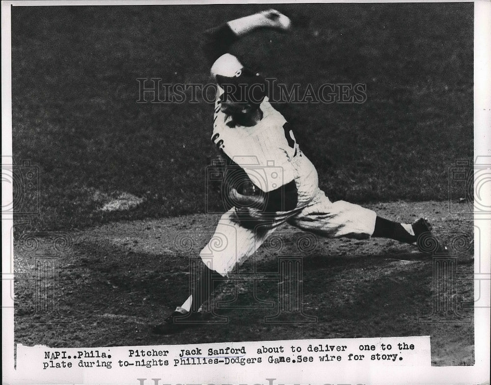 1957 Press Photo Philadelphia Phillies Pitcher Jack Sanford Action Shot-Historic Images
