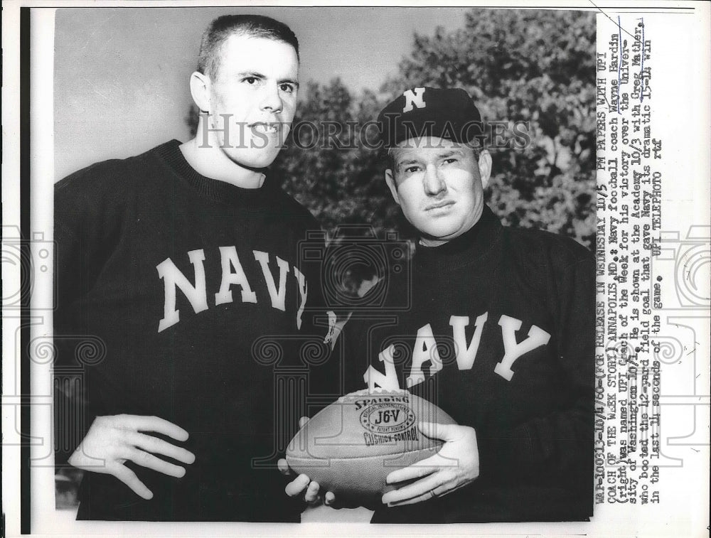 1960 Navy Football Coach Wayne Hardin Named UPI Coach of the Week - Historic Images
