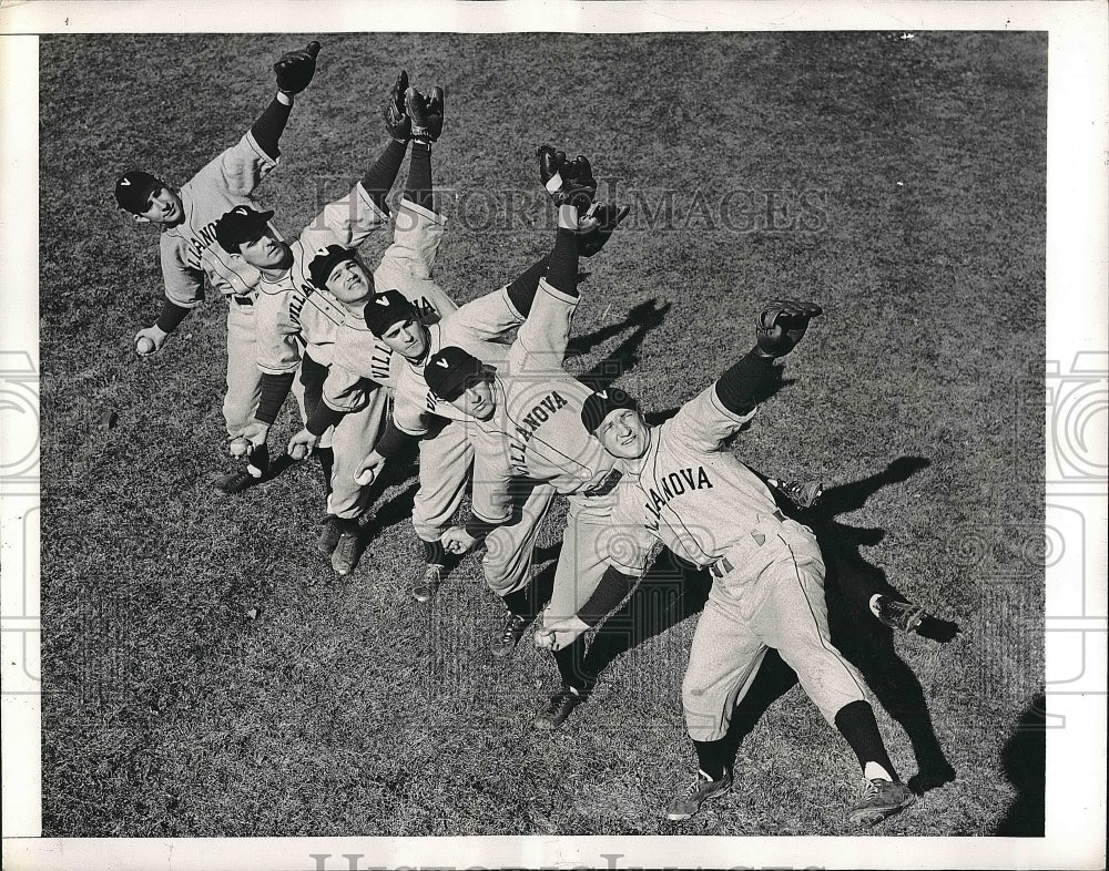 1941 Villanova University Baseball Team Practices Throwing - Historic Images