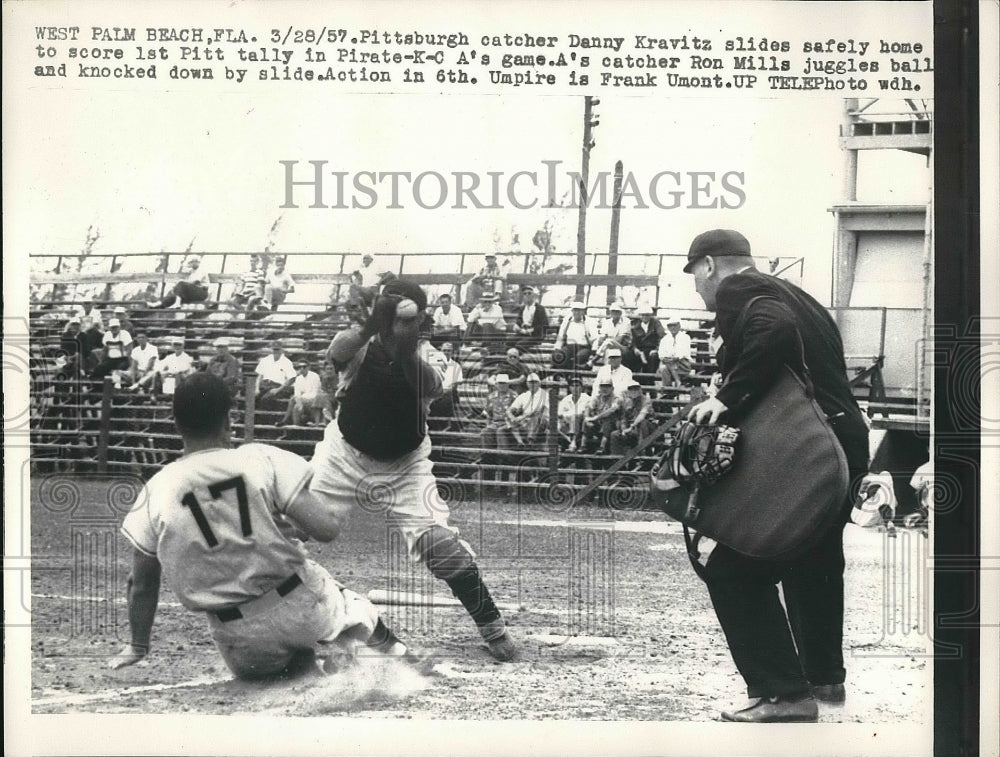 1957 Pittsburgh Danny Dravitz Ump Frank Umont  - Historic Images