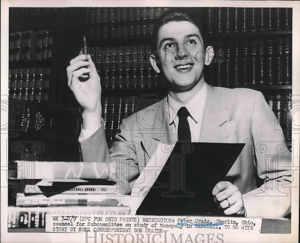 1951 Peter Craig, Counsel, Subcommittee on Monopoly in Baseball - Historic Images