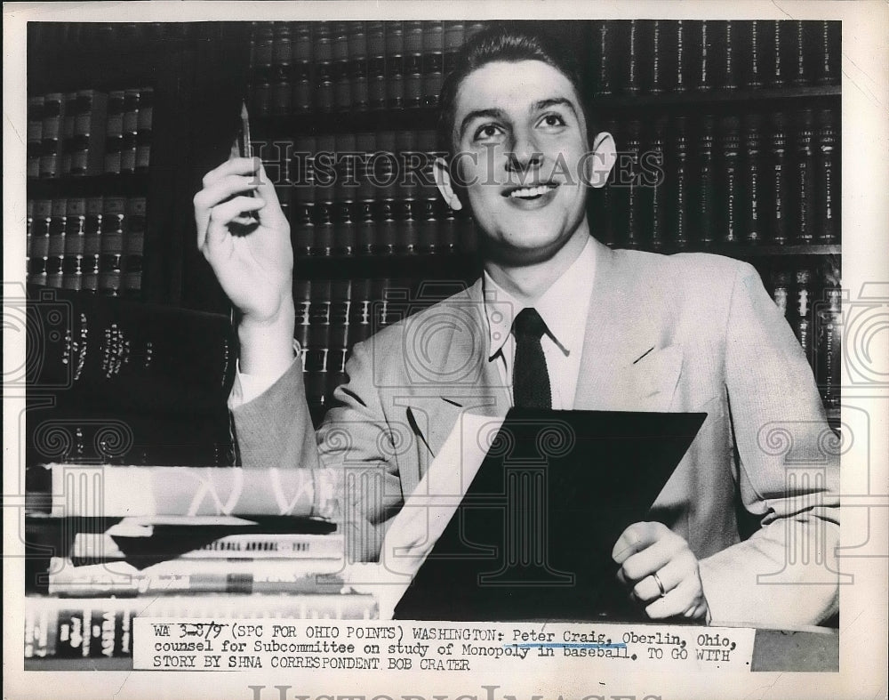 1951 Peter Craig, Counsel Subcommittee on Monopoly in Baseball - Historic Images