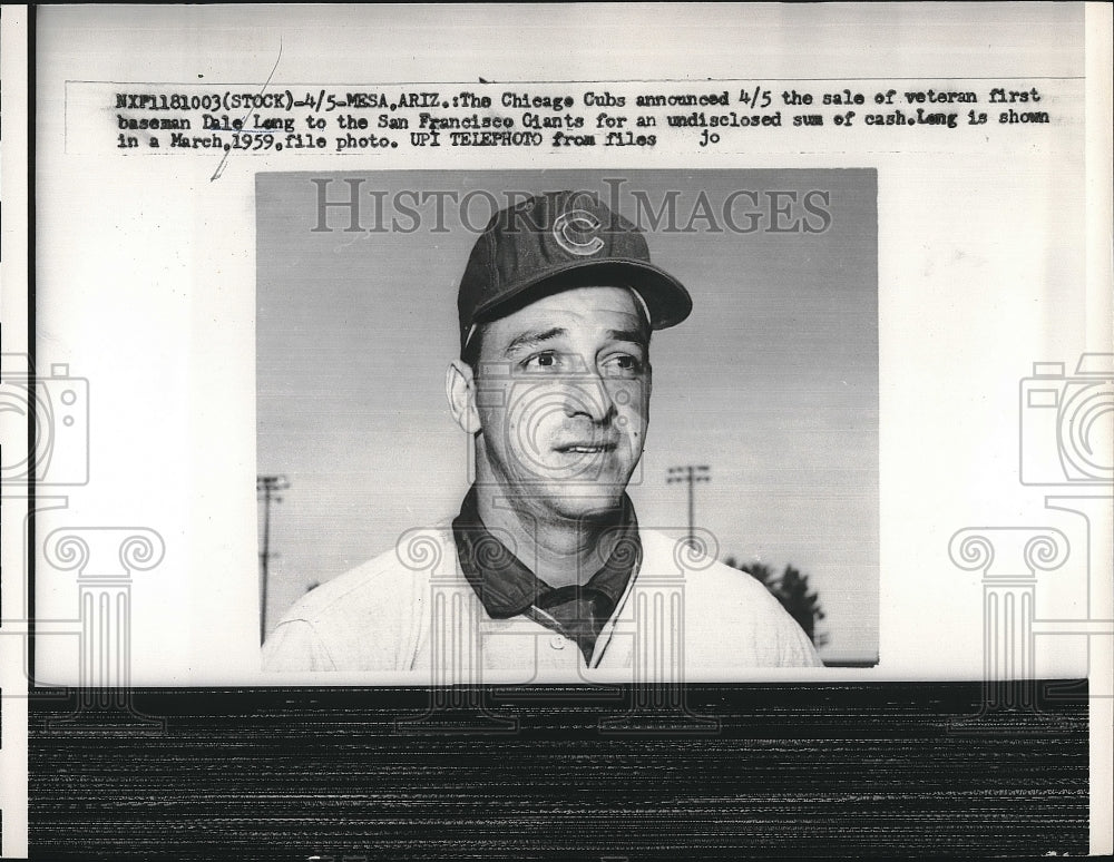 1960 Press Photo Cubs Sell 1st Baseman Dale Long to Giants - Historic Images