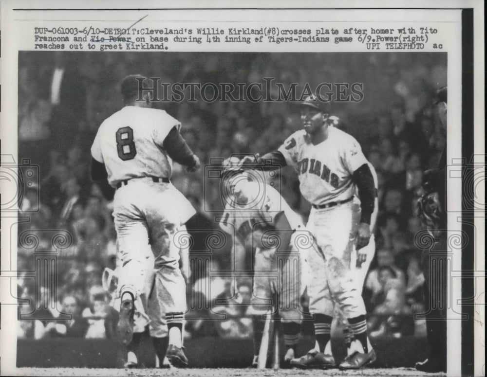 1961 Press Photo Cleveland Indians Willie Kirkland Crosses Plate After Homer - Historic Images