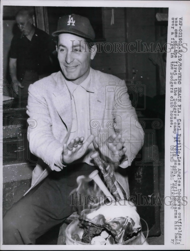 1958 Press Photo Carl Furillo Star Outfielder Dodgers Spring Trainng Camp MLB-Historic Images