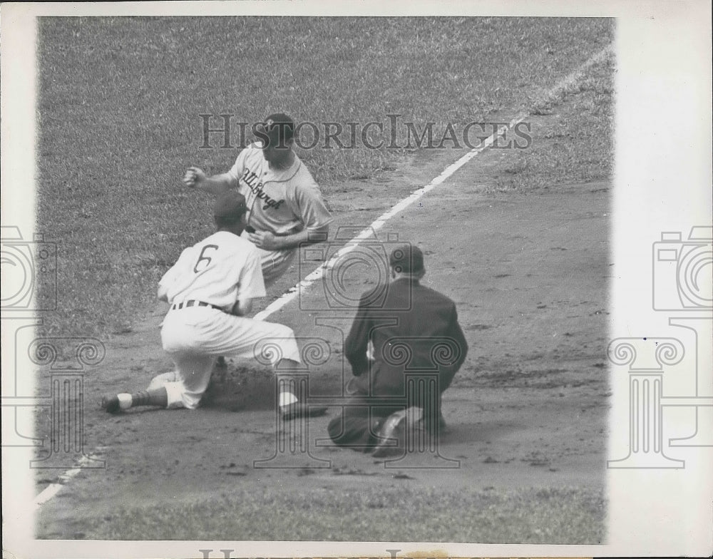 1947 Pirates Pitcher Kirby Higbe Making It Safely to Third Base - Historic Images