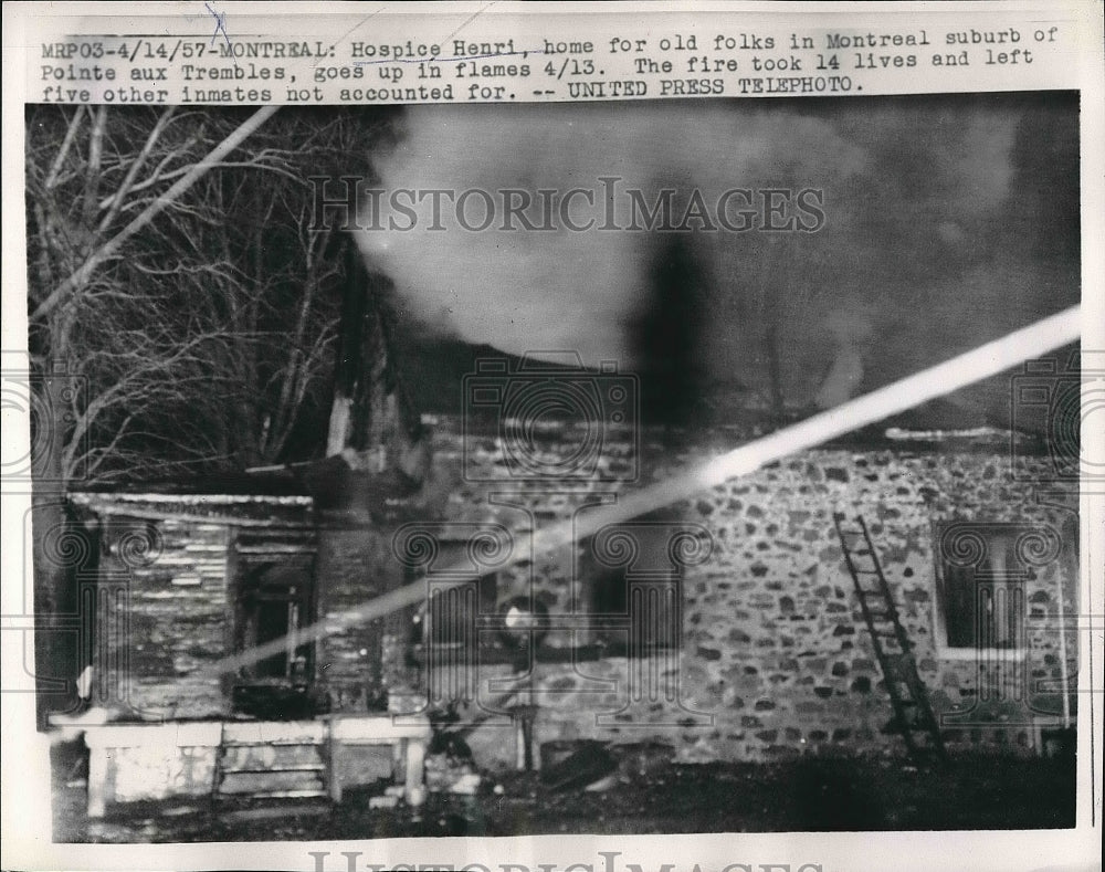 1957 Fire Destroys Hospice Henri, Old Folks Home In Montreal, Canada - Historic Images