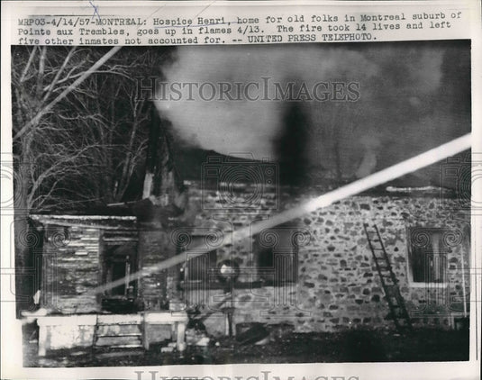 1957 Fire Destroys Hospice Henri, Old Folks Home In Montreal, Canada - Historic Images