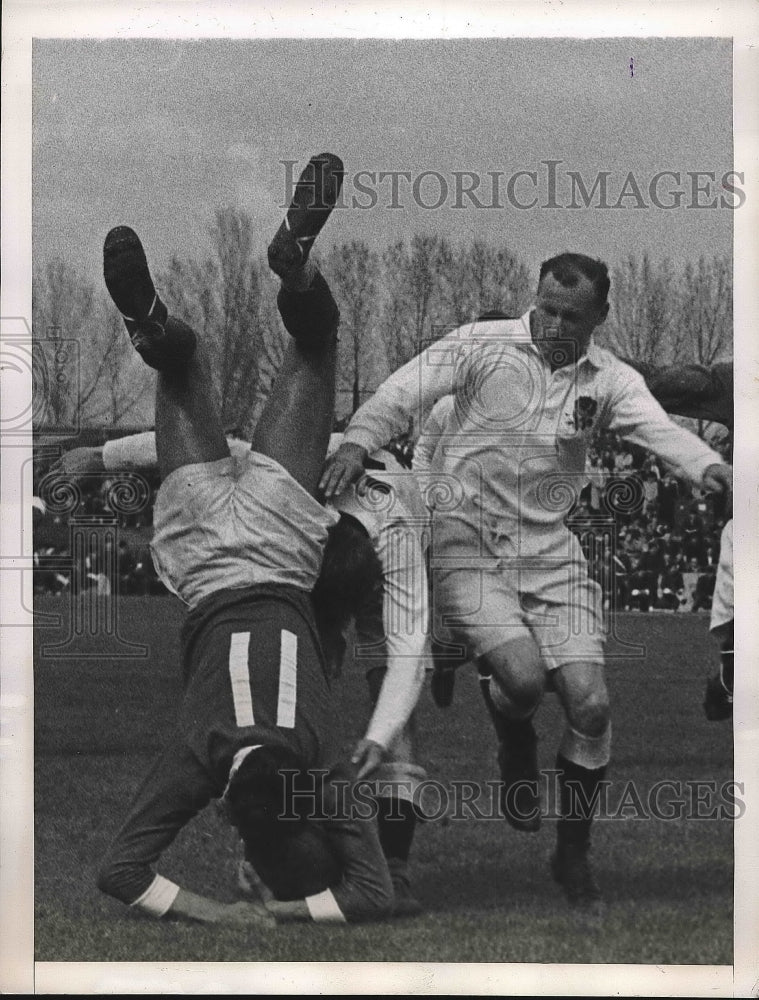 1948 Press Photo French Rugby team International Rugby match - Historic Images