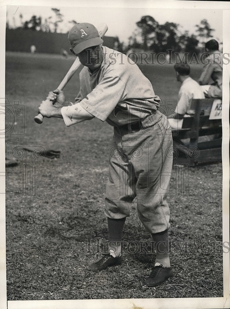 1935 Press Photo Charles English, Philadelphia Athletics Infielder, In Training - Historic Images