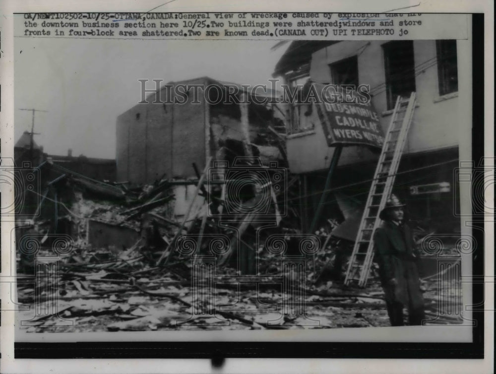 1958 Press Photo View Of Ottawa Buildings Damaged After Explosion - Historic Images