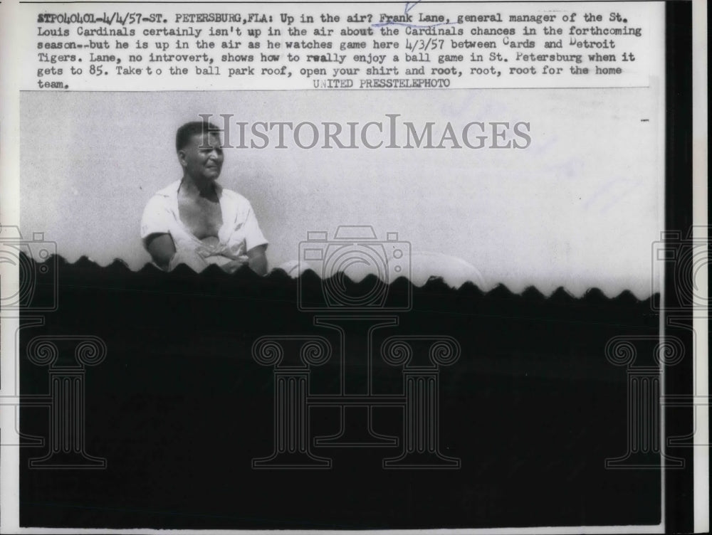1957 Press Photo Frank Lane General Manager St. Louis Cardinals - nea47326 - Historic Images