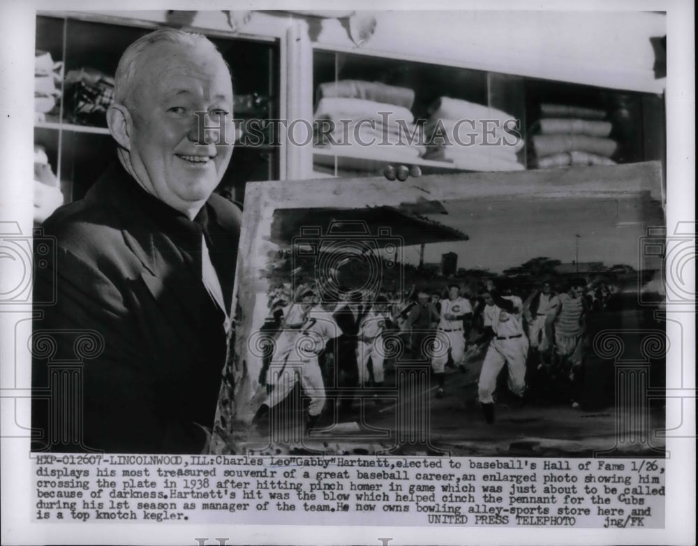 1955 Press Photo Cubs player Gabby Hartnett, Hall of Fame induction - Historic Images