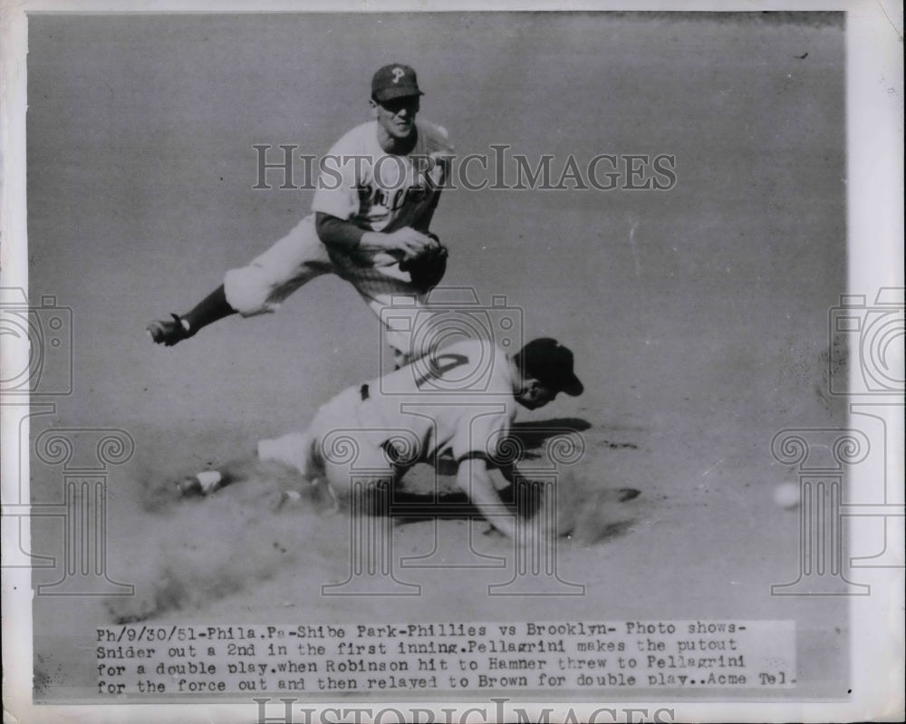 1951 Phillies Shibe vs Brooklyns Snider - Historic Images