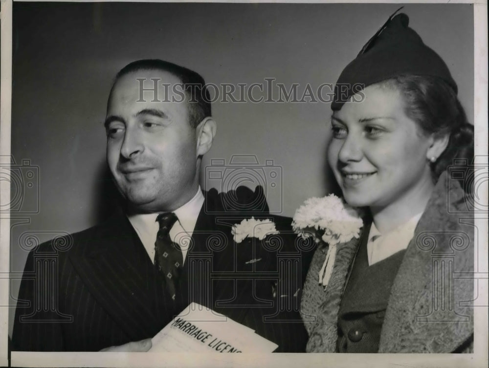 1938 Press Photo Harry S. Hymans &amp; his fiancee Sarita Alcome - Historic Images