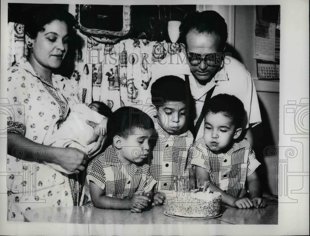 1961 Press Photo Mr. & Mrs. Raymond Plascencia children shared same Birthday's. - Historic Images
