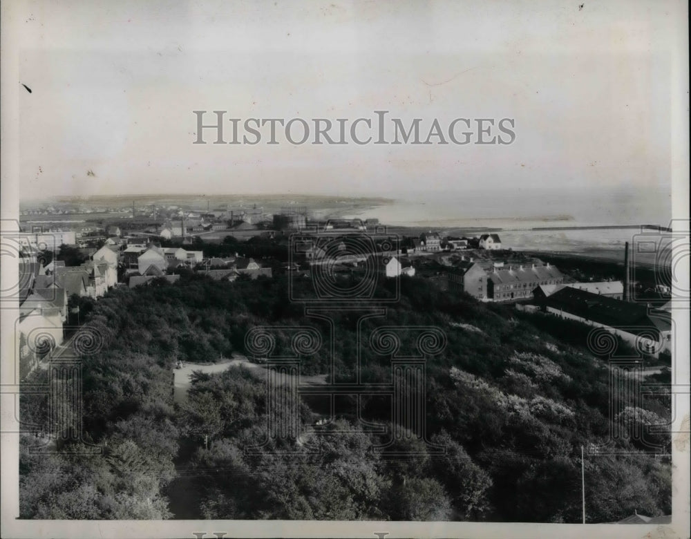 1939 Press Photo View of Danish harbor at Esbjurg, Jutland-Historic Images