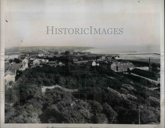 1939 Press Photo View of Danish harbor at Esbjurg, Jutland-Historic Images