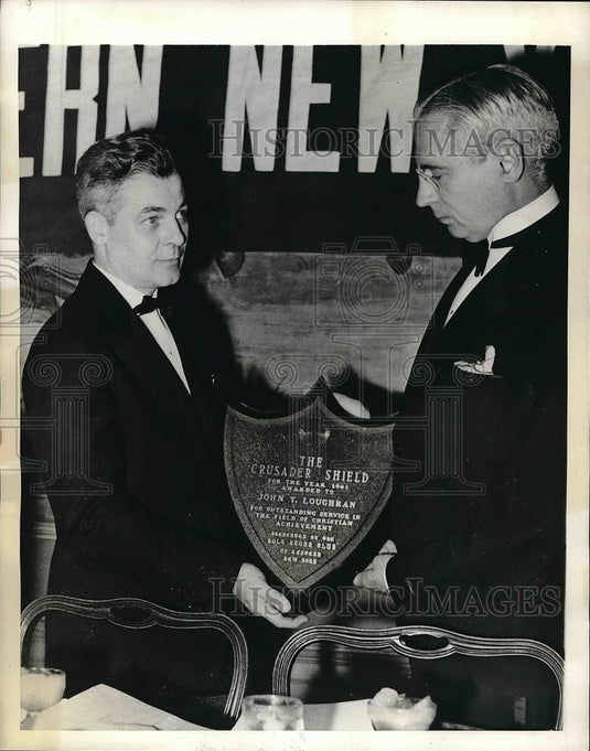 1941 Press Photo NY Holy Cross College, Judge John Loughran,Dr A Madden - Historic Images