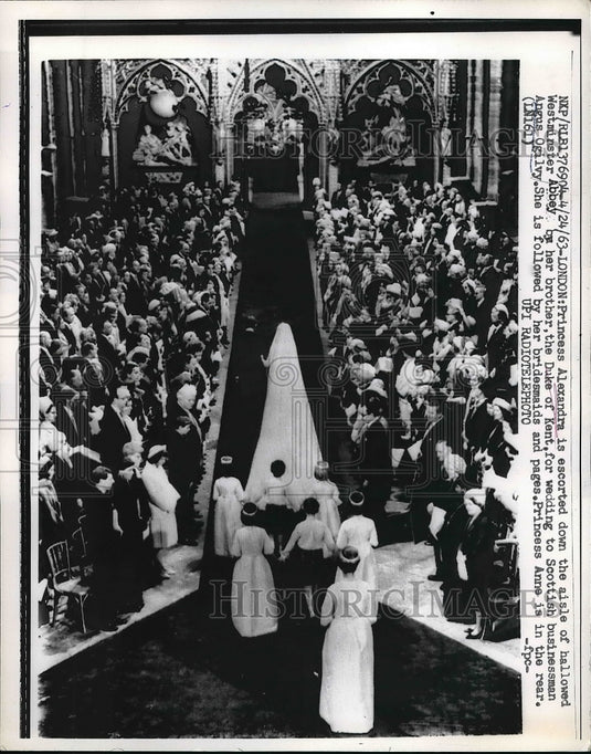 1963 Press Photo Princess Alexandra's Royal Wedding Westminster Abbey - Historic Images