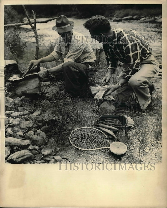 1964 Camping out International Paper Co. Maine - Historic Images