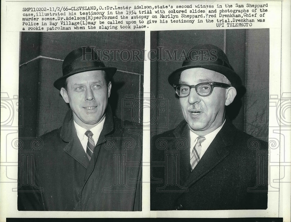 1966 Press Photo Dr. Lester Adelson And Chief Of Police Fred Drenkhan Testify - Historic Images