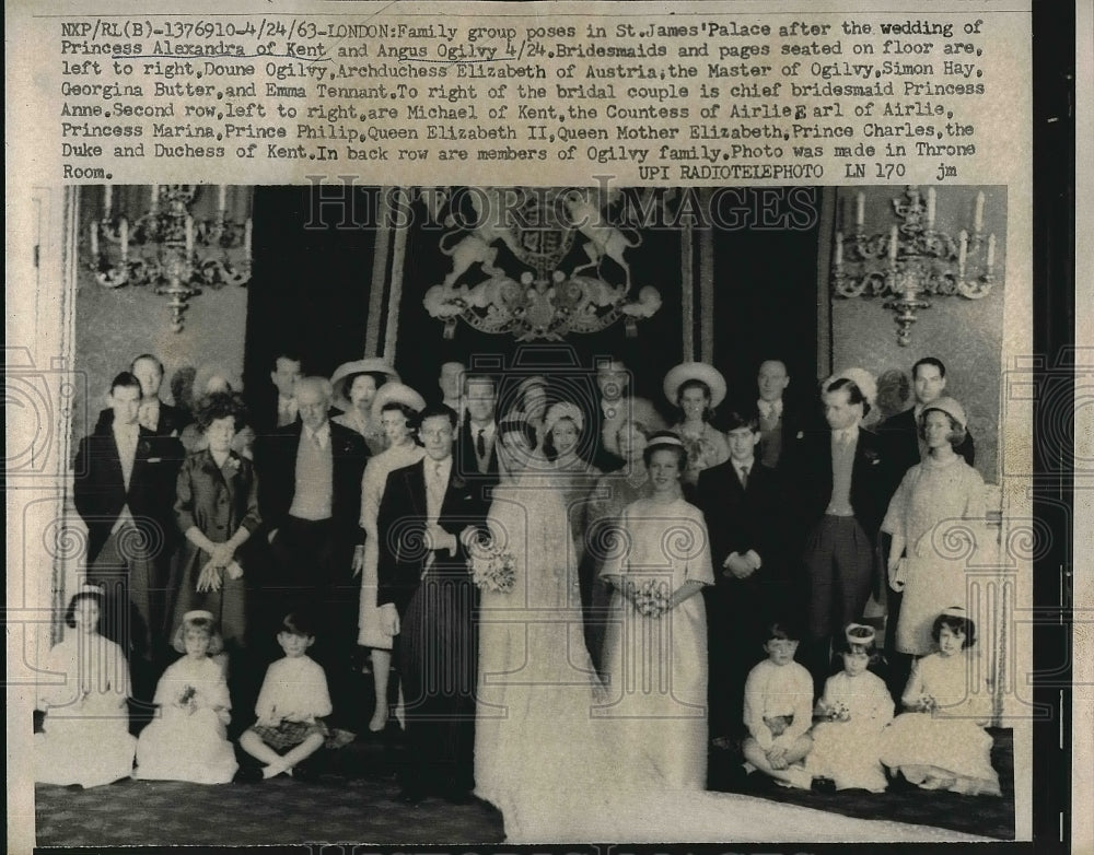 1963 Press Photo St James Palace Wedding Princess Alexandra Angus Ogilvy - Historic Images