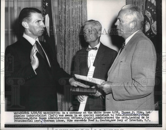 1956 Press Photo Thomas P. Pike Special Assistant Pres. Eisenhower Frank - Historic Images